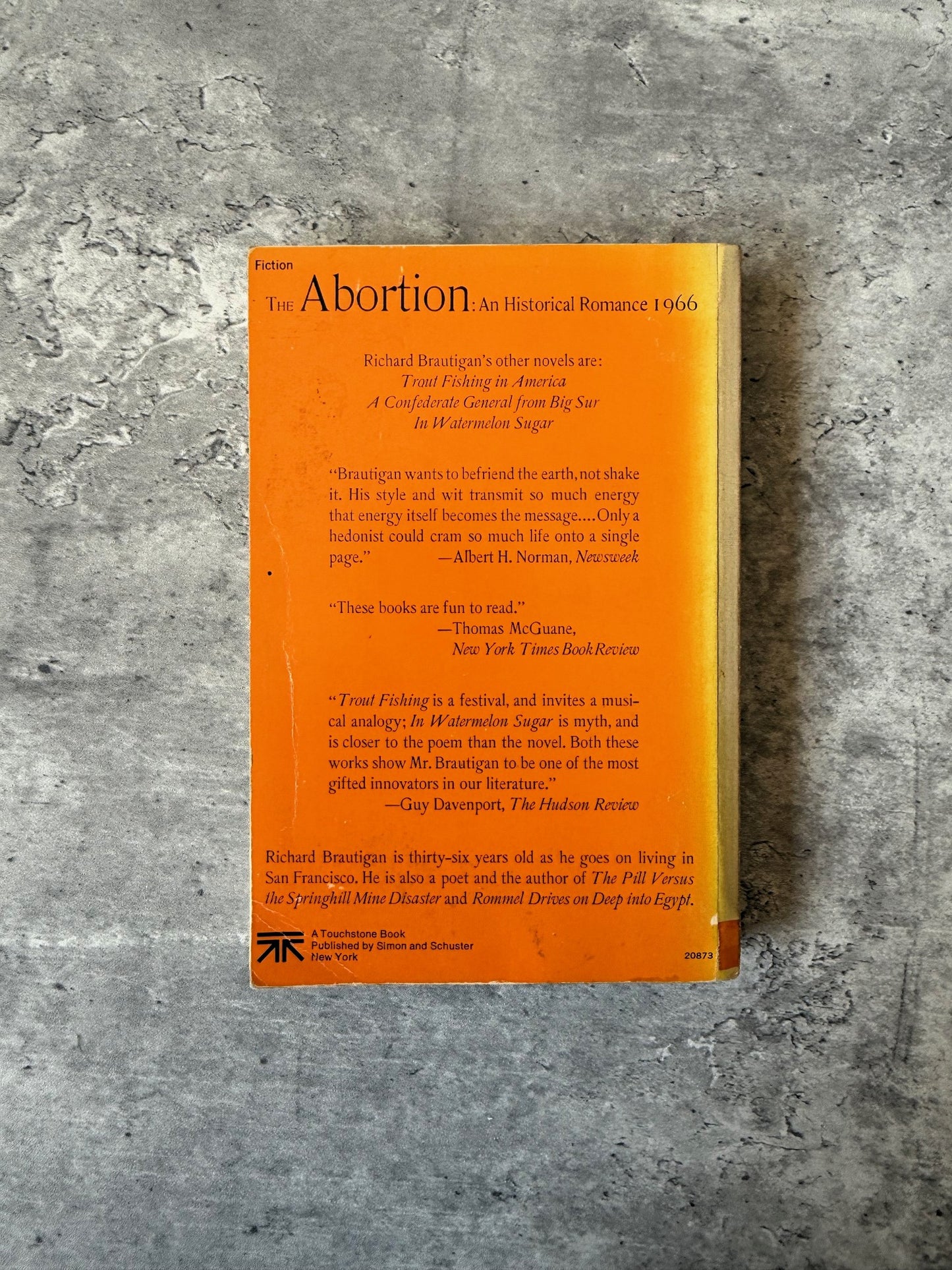 The Abortion: An Historical Romance 1966 by Richard Brautigan. Shop for new and used books with The Stone Circle, the only online bookstore near you in Nevada City, California.
