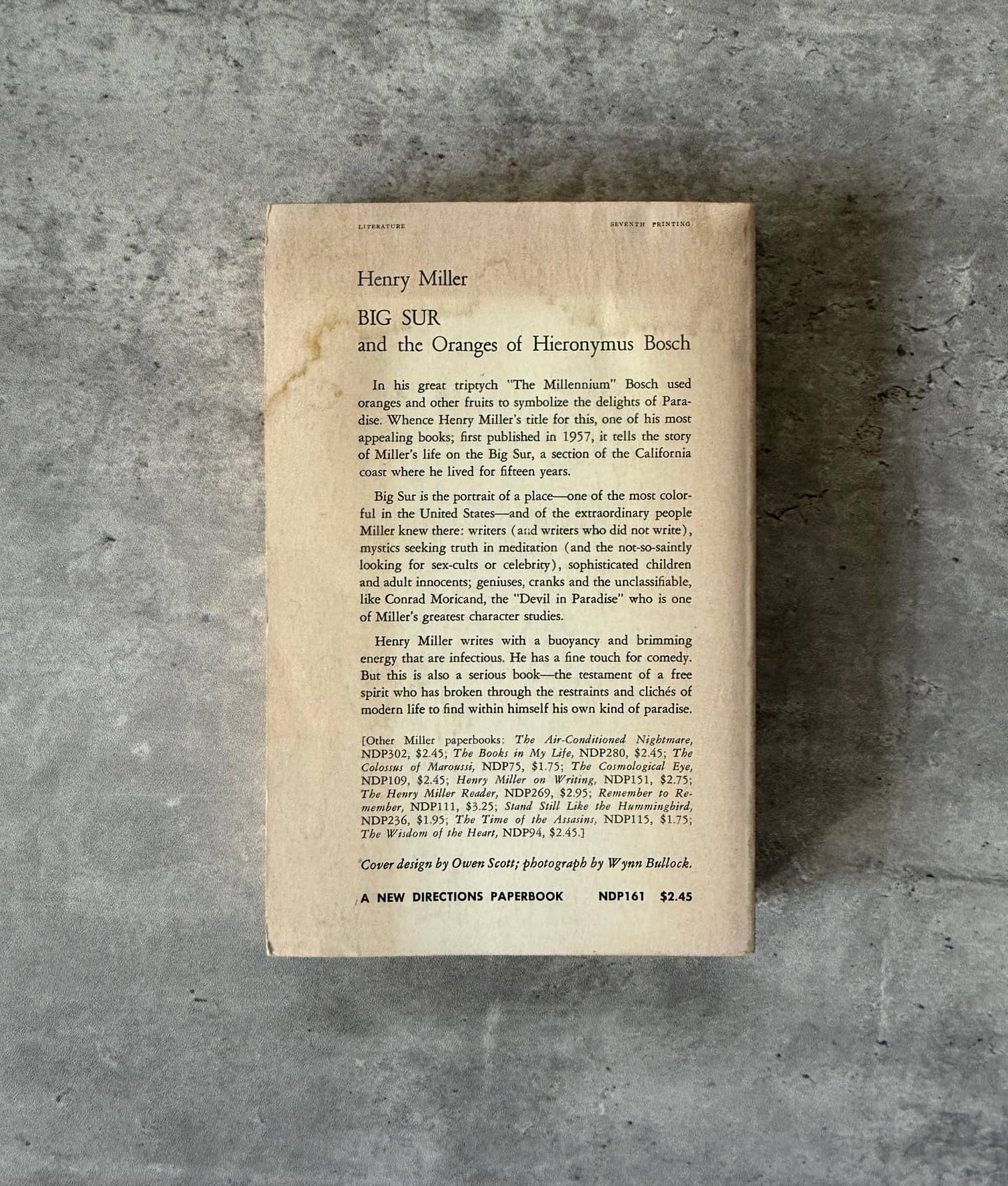 Big Sur and the Oranges of Hieronymus Bosch by Henry Miller. Shop for new and used books with The Stone Circle, the only online bookstore near you in Nevada City, California.