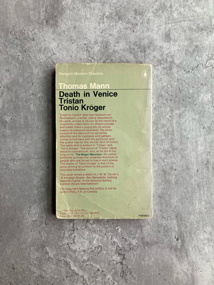 Death in Venice, Tristan, Tonio Kroger by Thomas Mann Penguin Classic Cover