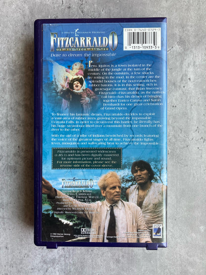 Back cover of Werner Herzog's Fitcarraldo VHS. Shop for VHS and books with The Stone Circle, the only online bookstore near you.