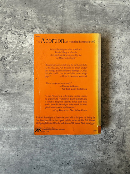 The Abortion: An Historical Romance 1966 by Richard Brautigan. Shop for new and used books with The Stone Circle, the only online bookstore near you in Nevada City, California.