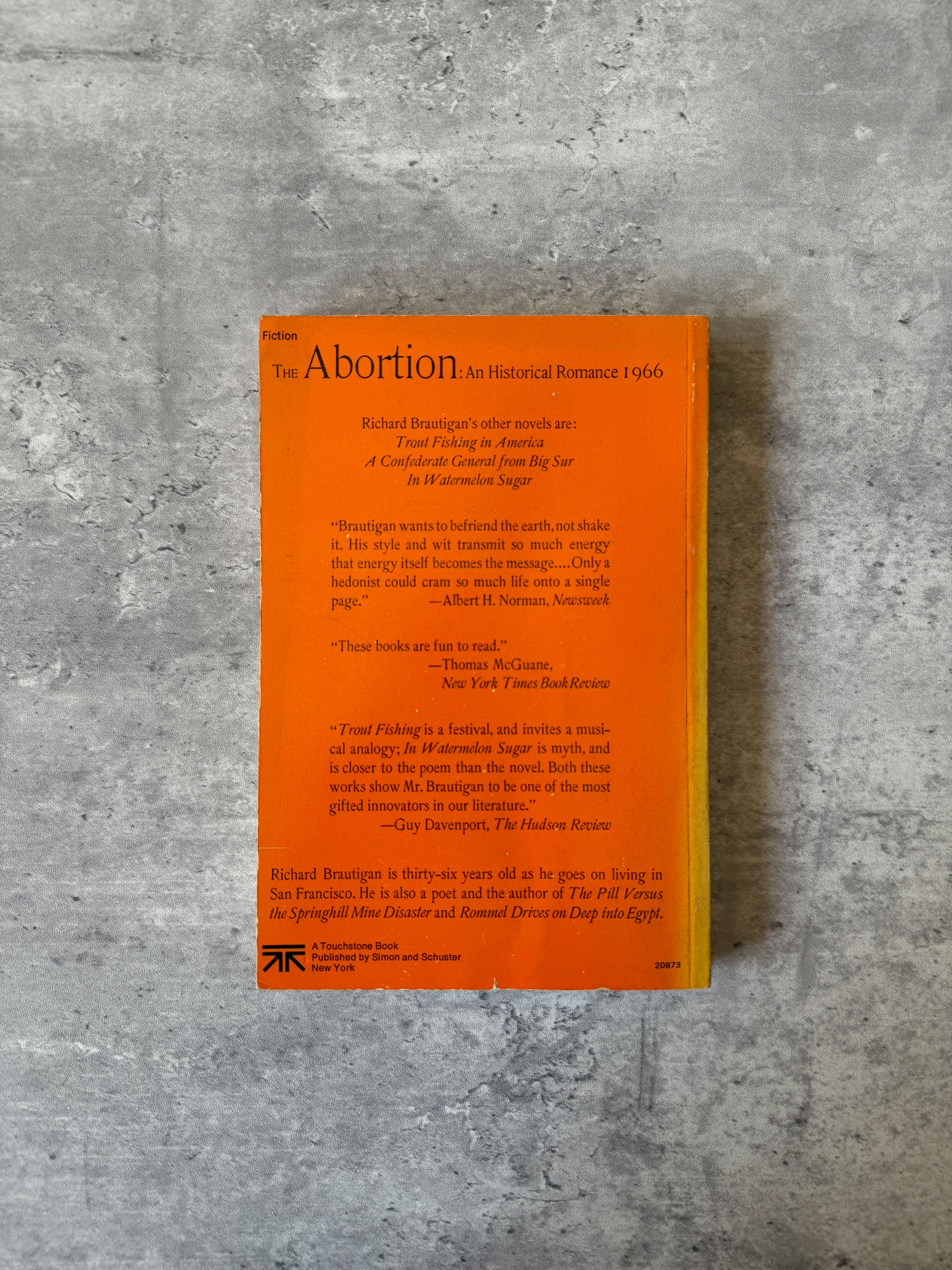 The Abortion: An Historical Romance 1966 by Richard Brautigan. Shop for new and used books with The Stone Circle, the only online bookstore near you in Nevada City, California.