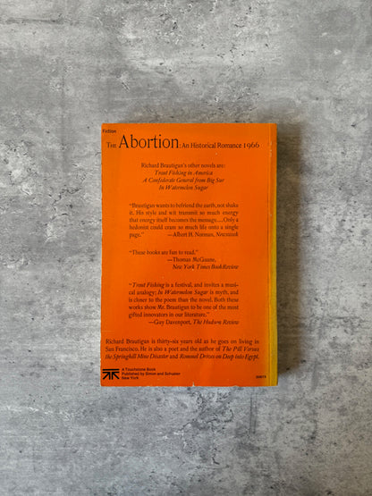 The Abortion: An Historical Romance 1966 by Richard Brautigan. Shop for new and used books with The Stone Circle, the only online bookstore near you in Nevada City, California.